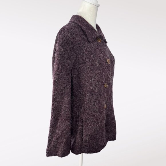 Vintage Coldwater Creek Textured Wool Blend Jacket Plum Purple Size 10 - Picture 6 of 9